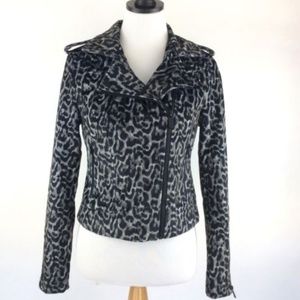 BeBe Leopard Print Moto Jacket Size M New Womens